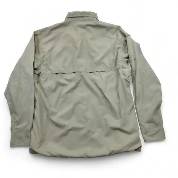 Columbia Men's M Button Up Long Sleeve Fishing Shirt Casual Work Outdoors Beige - Picture 5 of 9